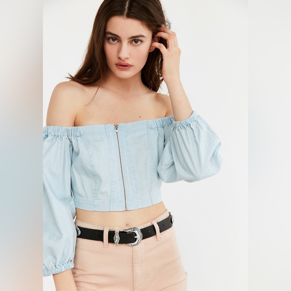 BDG Off-The-Shoulder Zip Blouse